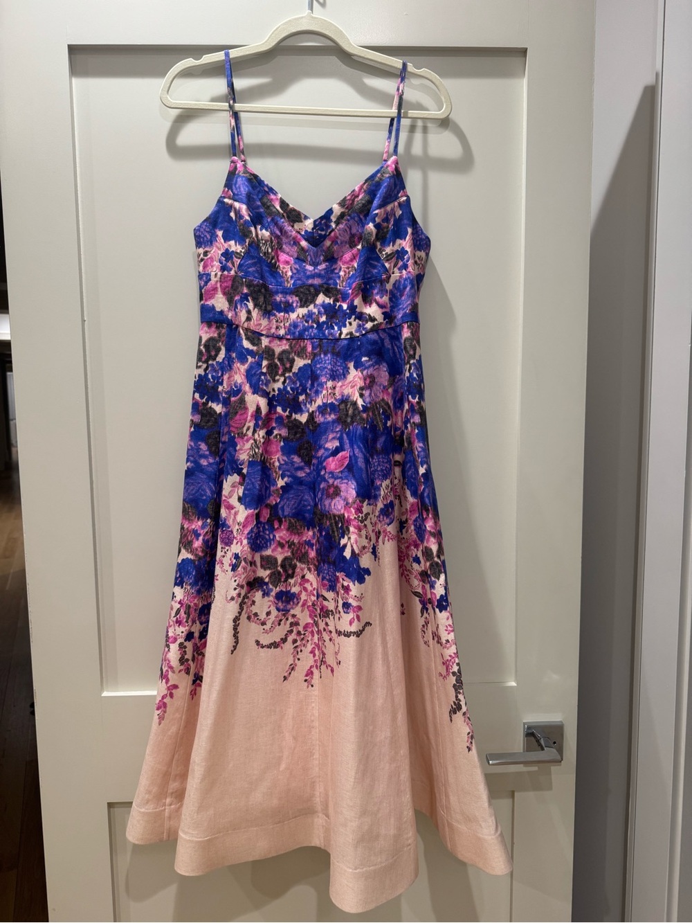 Zimmermann Pink and Blue High Tide Linen Floral Print Dress